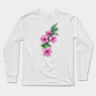 Watercolor hibiscus Long Sleeve T-Shirt